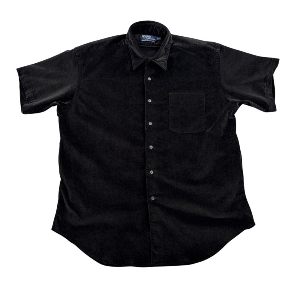 Vintage Polo Ralph Lauren Shirt Mens XL Black Shimmer Velvet Marlowe Side Pocket